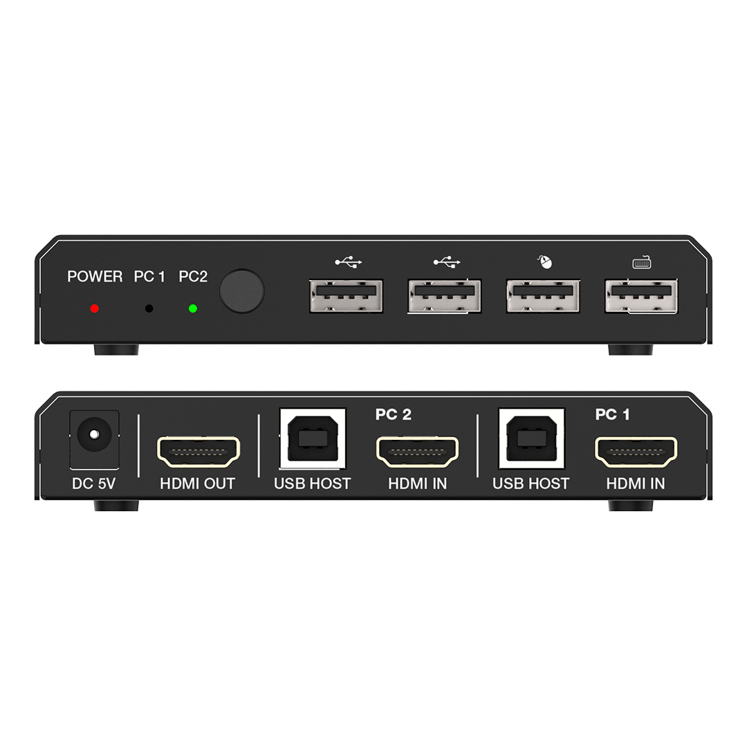 Переключатель KVM, HDMI 2.0b 2x1, USB 2.0, Prestel KVM-4K21H