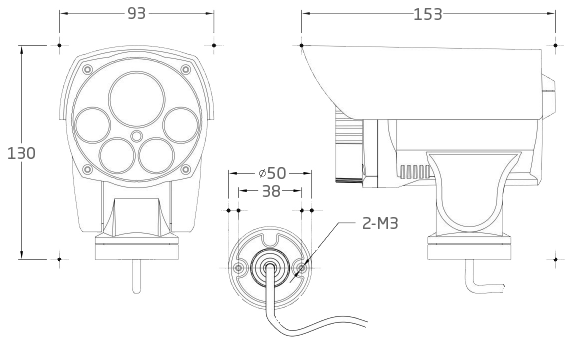 Размеры мини-PTZ камеры IP-видеонаблюдения Prestel IP-PTZ1304A