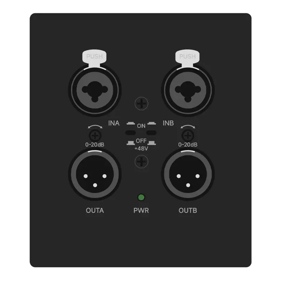 Встраиваемая в стену панель 2x2 в Dante, Prestel ADPX-W22XLR