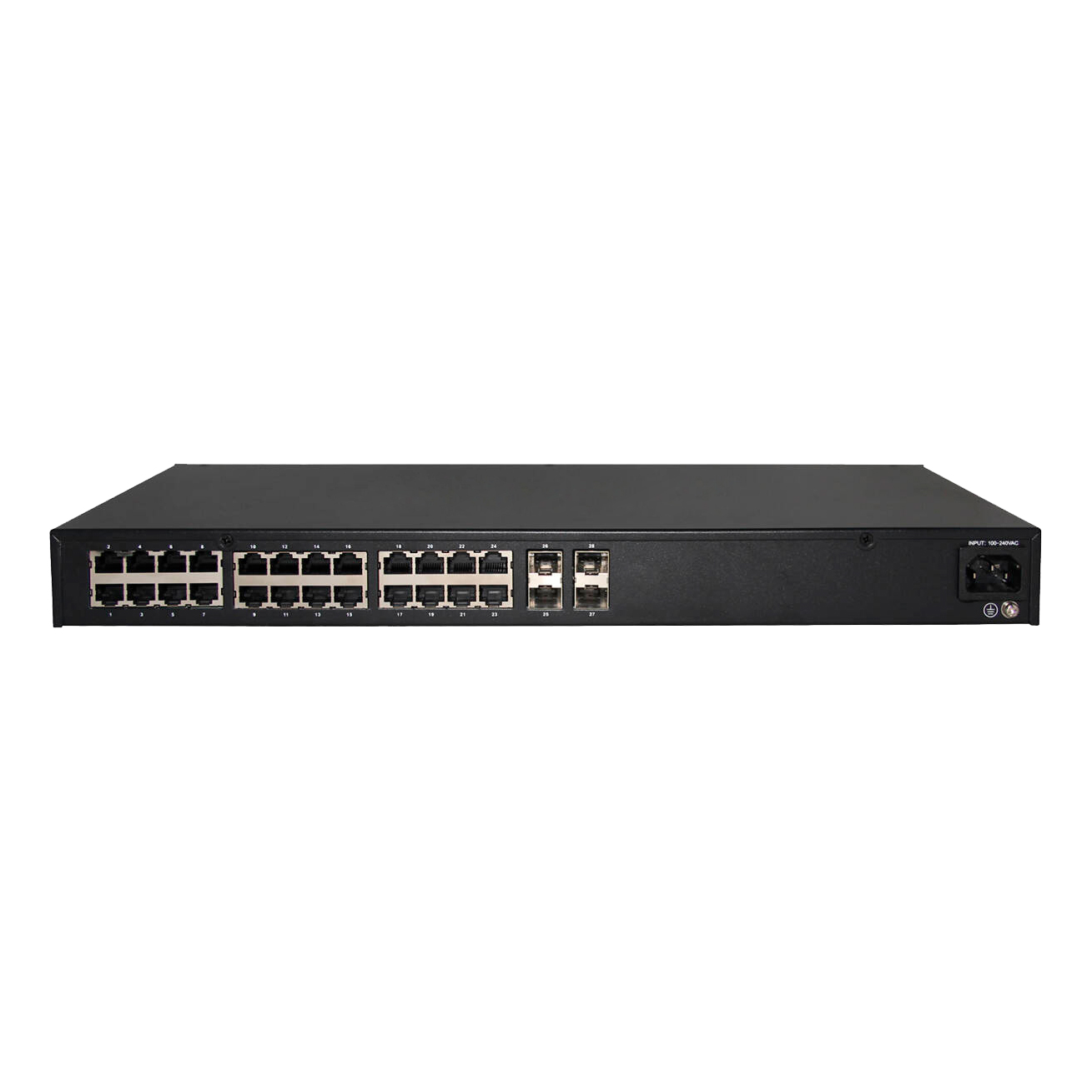 Управляемый 24-портовый сетевой AV коммутатор PoE L3 900 Вт NS3-AV-24C1-900P-4F10