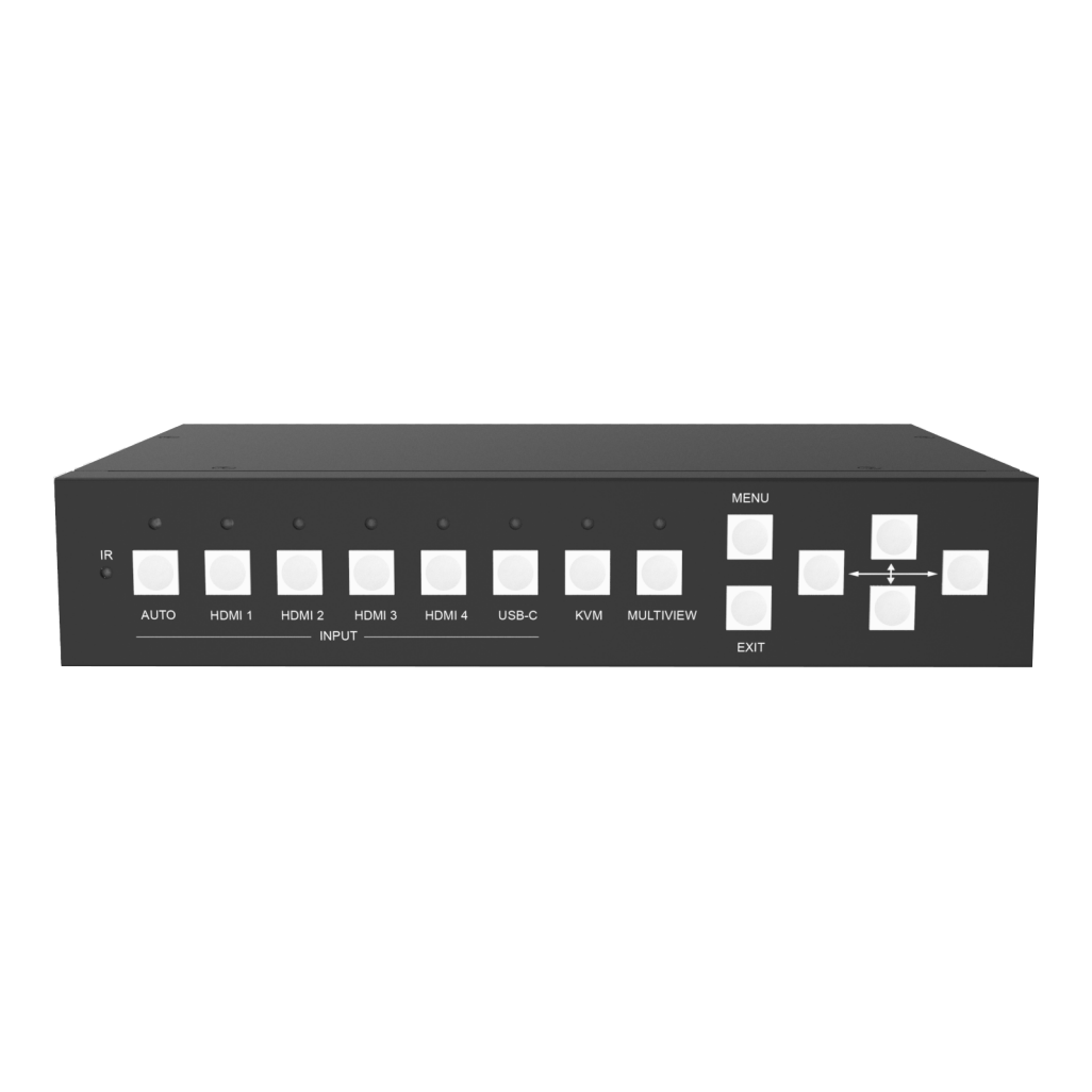 Бесподрывный коммутатор 4x HDMI 2.0 и USB-C в 2 HDMI 2.0 с USB 2.0 KVM и деэмбеддером Prestel SWU-4K42MVS