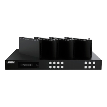 Набор из матричного коммутатора HDMI 4х4 и приемников HDBaseT, Prestel MHT-44R150