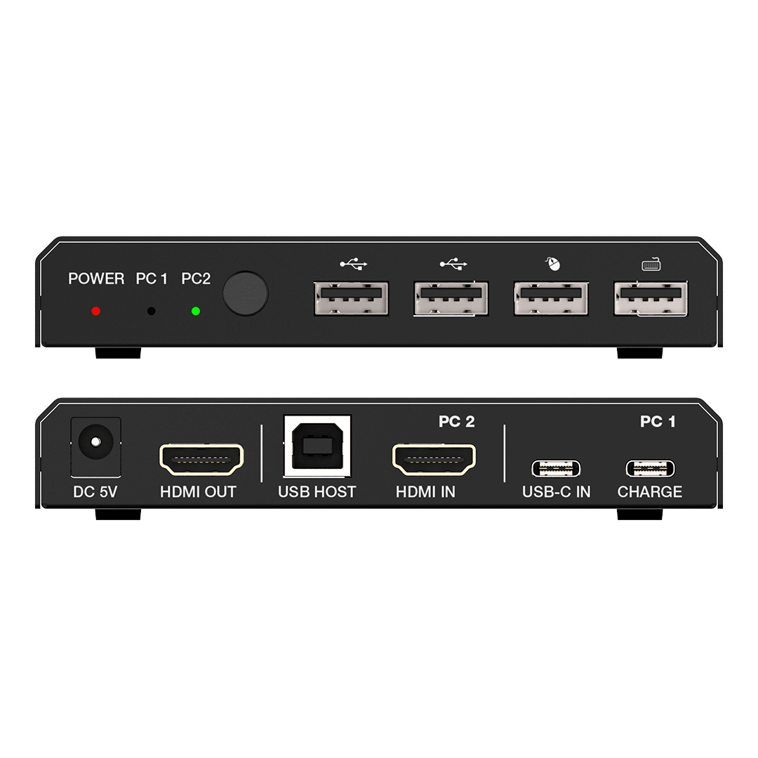 Переключатель KVM, HDMI 2.0b 2x1, USB-C DisplayPort Alternate Mode, USB 2.0, Prestel KVM-4K21HC