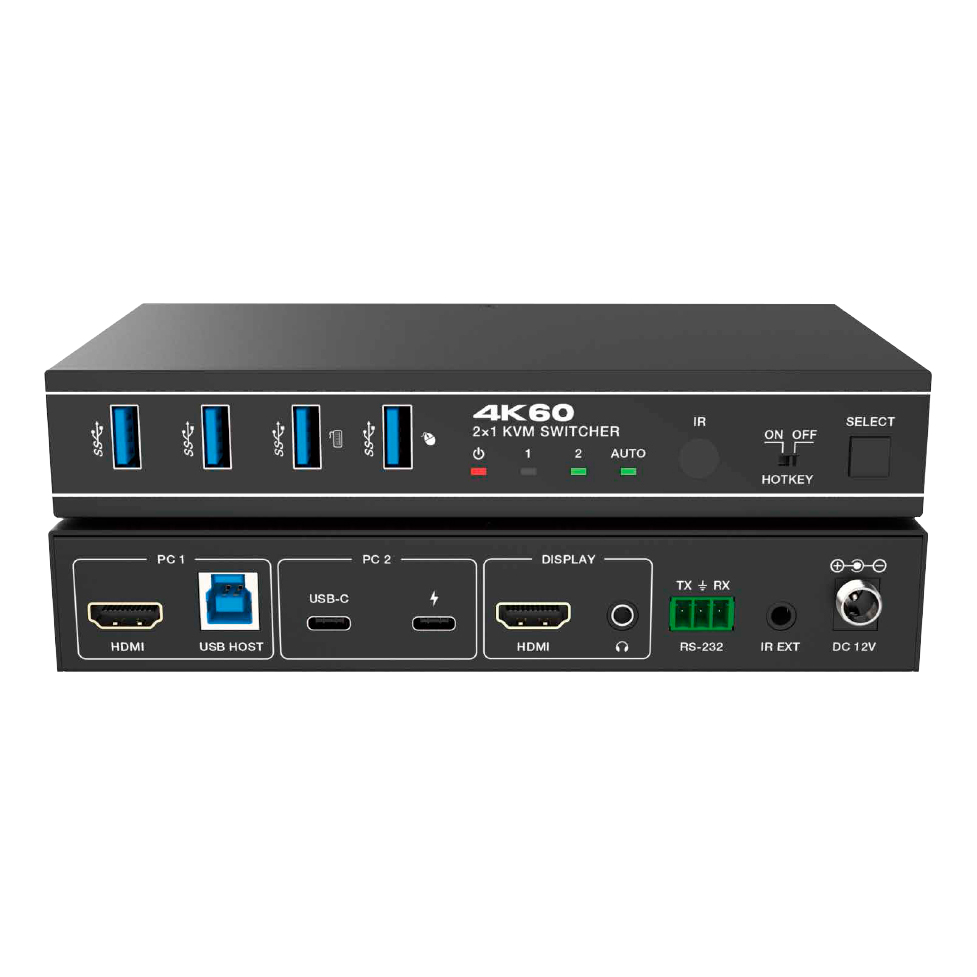 Переключатель KVM, HDMI/USB-C 2x1, USB 3.0 Prestel KVM-4KU3HU21