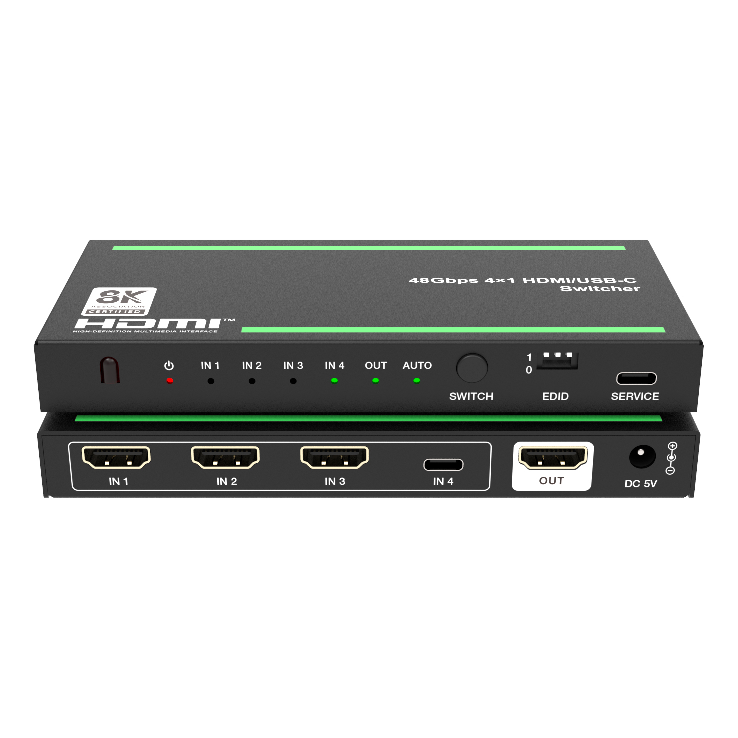 Коммутатор 4x1 HDMI 2.1, HDCP 2.3, Type-C, Lideo SW41HC-8K