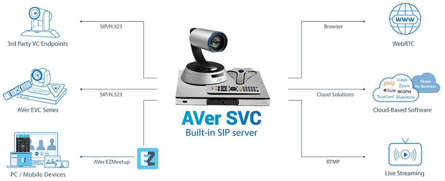 SVC100 Интеграция WebRTC, Skype для бизнеса, SIP и H.323