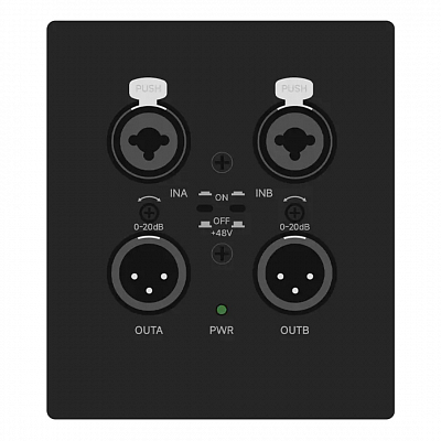 Встраиваемая в стену панель 2x2 в Dante, Prestel ADPX-W22XLR