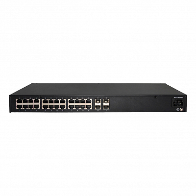 Управляемый 24-портовый сетевой AV коммутатор PoE L3 900 Вт Prestel NS3-AV-24C1-900P-4F10