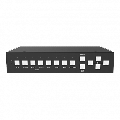Бесподрывный коммутатор 4x HDMI 2.0 и USB-C в 2 HDMI 2.0 с USB 2.0 KVM и деэмбеддером Prestel SWU-4K42MVS