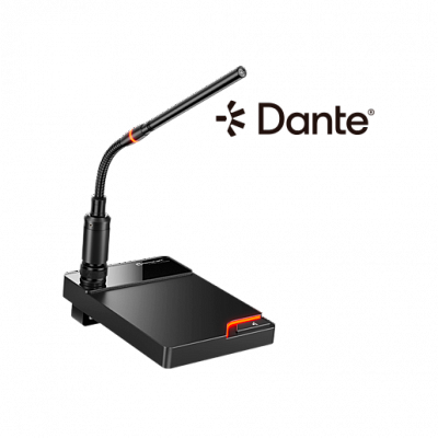 Сетевая микрофонная база с интерфейсом Dante, с выключателем и индикацией, с микрофоном, Relacart TDN1