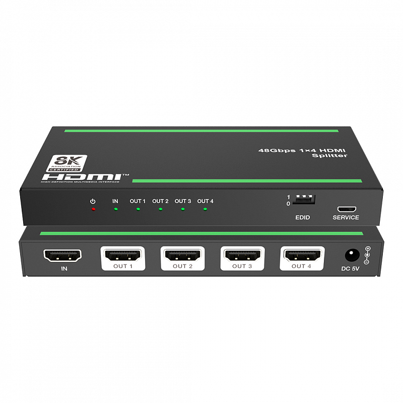 Сплиттер 1x4 HDMI 2.1, HDCP 2.3, Lideo SP-8K14: купить в Москве