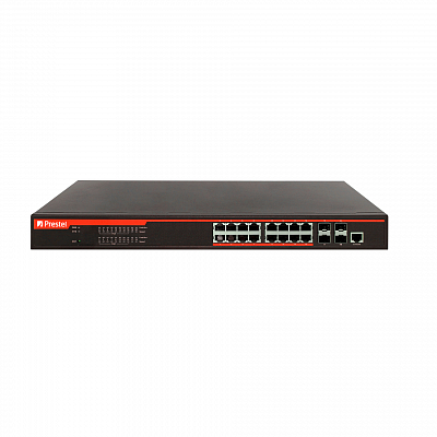 Управляемый 16-портовый сетевой коммутатор PoE L2+ 330 Вт, Prestel NS2-16C1-330P-4F1
