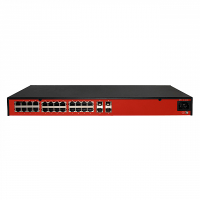 Управляемый 24-портовый сетевой AV коммутатор PoE L3 500 Вт Prestel NS3-AV-24C1-500P-4F10