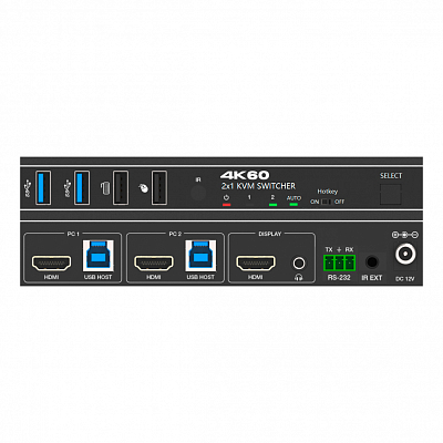 Переключатель KVM, HDMI 2.0b 2x1, USB 3.0, Prestel KVM-4KU3H21