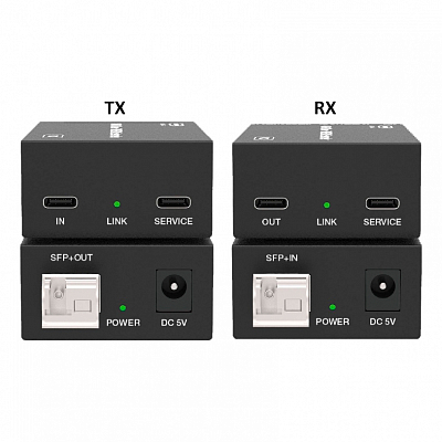 Компактный удлинитель USB-C по оптоволоконному кабелю (комплект из приемника и передатчика) Prestel EFC-4K1000UC