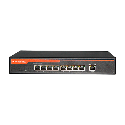 Управляемый 8-портовый сетевой коммутатор PoE L3 SDVoE 150 Вт, Prestel NS3-SDV-8C10-150P