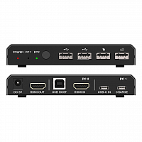 Переключатель KVM, HDMI 2.0b 2x1, USB-C DisplayPort Alternate Mode, USB 2.0, Prestel KVM-4K21HC: купить в Москве