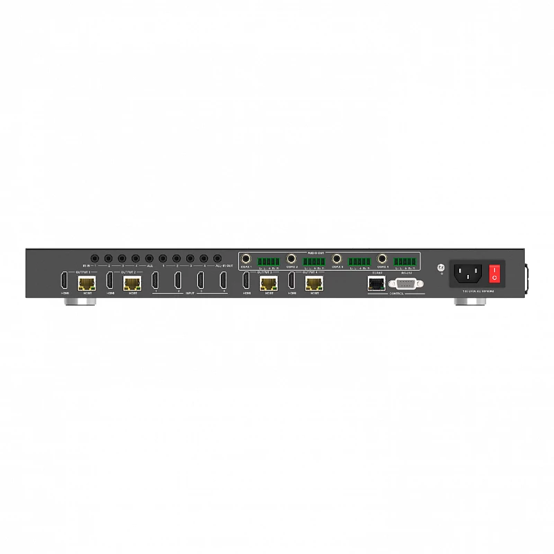 Набор из матричного коммутатора HDMI 4х4 и приемников HDBaseT, Prestel MHT-44R150: купить в Москве