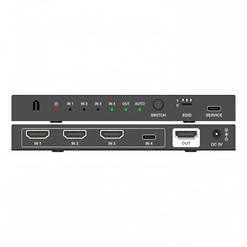 Коммутатор 4x1 HDMI 2.1, HDCP 2.3, Type-C, Lideo SW41HC-8K: купить в Москве