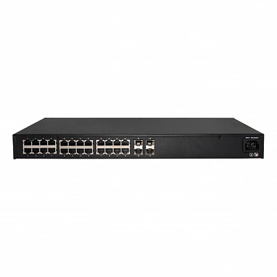 Управляемый 24-портовый сетевой AV коммутатор PoE L3 900 Вт Prestel NS3-AV-24C1-900P-4F10
