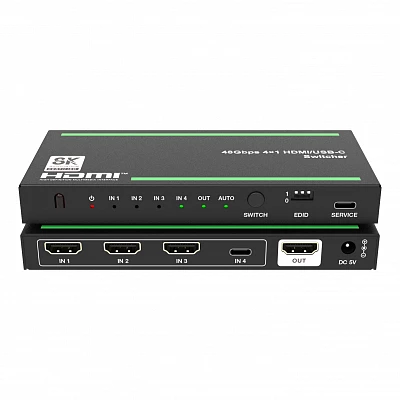 Коммутатор 4x1 HDMI 2.1, HDCP 2.3, Type-C, Lideo SW41HC-8K