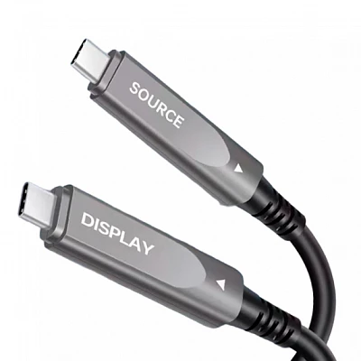 Кабель гибридный оптический USB 3.2 Gen2 Type C, поддержка DP1.4, PD 100 Вт, 15 м. Prestel UCC322-015