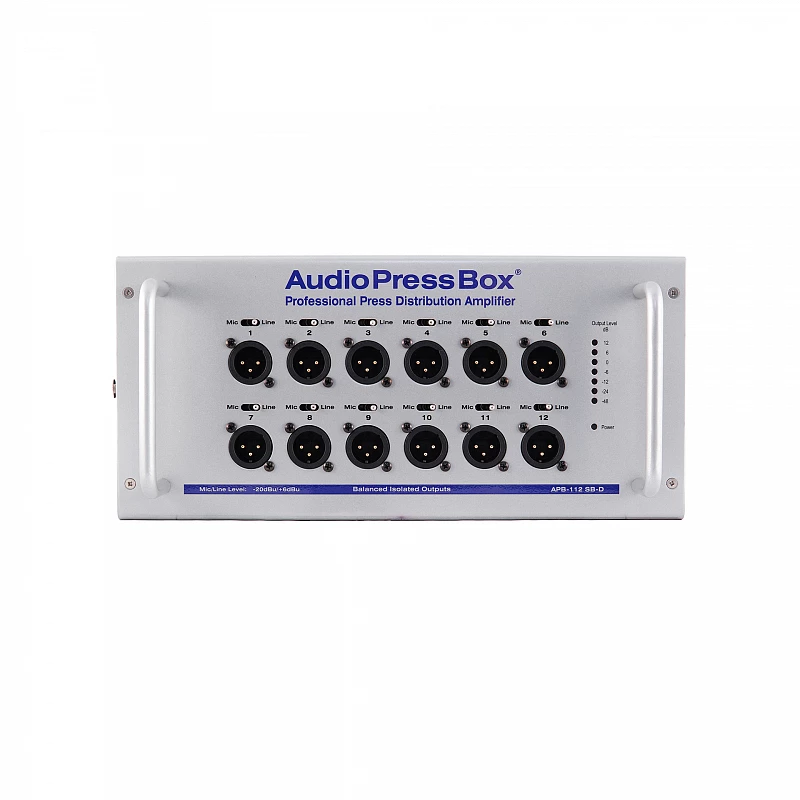 Профессиональный портативный активный блок AudioPressBox с 1 каналом входа DANTE и 12 выходами LINE/Mic, питание через PoE, APB-112 SB-D: купить в Москве