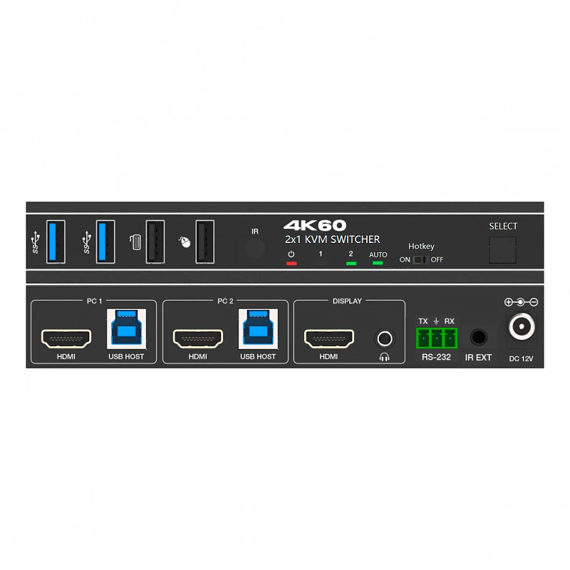 Переключатель KVM, HDMI 2.0b 2x1, USB 3.0, Prestel KVM-4KU3H21: купить в Москве