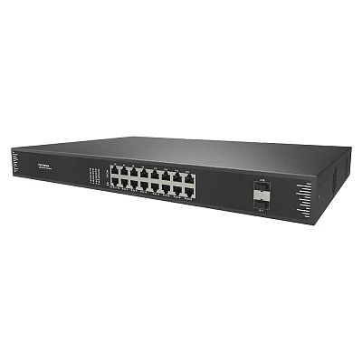Неуправляемый 18-портовый сетевой PoE-коммутатор 400 Вт, Prestel NS1-16C1-400P-2F1