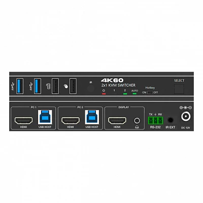 Переключатель KVM, HDMI 2.0b 2x1, USB 3.0, Prestel KVM-4KU3H21