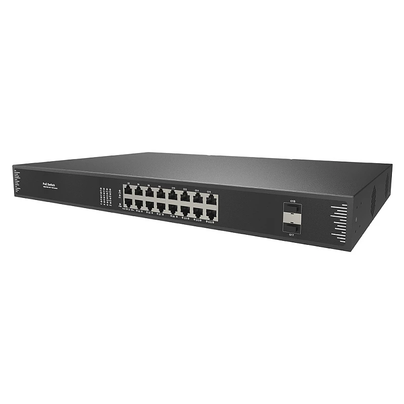 Неуправляемый 18-портовый сетевой PoE-коммутатор 400 Вт, Prestel NS1-16C1-400P-2F1: купить в Москве