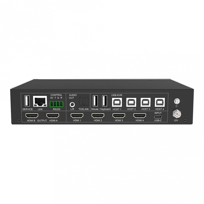 Бесподрывный коммутатор 4x HDMI 2.0 и USB-C в 2 HDMI 2.0 с USB 2.0 KVM и деэмбеддером Prestel SWU-4K42MVS: купить в Москве