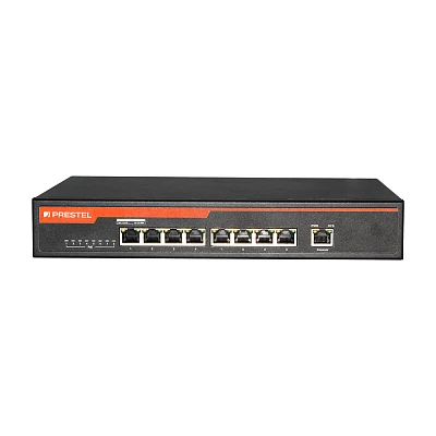 Управляемый 8-портовый сетевой коммутатор PoE L3 SDVoE 150 Вт, Prestel NS3-SDV-8C10-150P